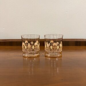 Set of 2 Vintage Libbey Pink Floral 8 oz Glasses